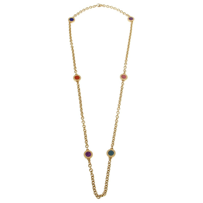 Bulgari Coral Lapis Onyx Gold Necklace BLG10015