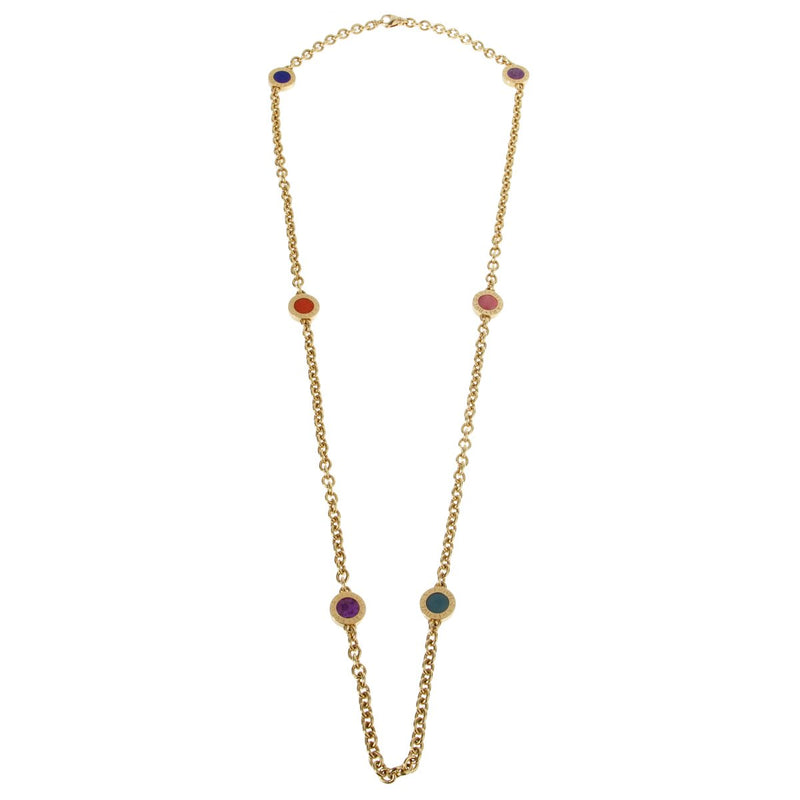 Bulgari Coral Lapis Onyx Gold Necklace BLG10015