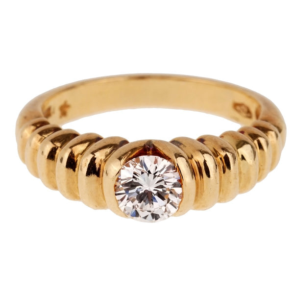 Bulgari Diamond Solitaire Gold Vintage Ring 0001100