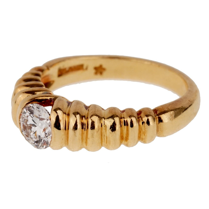 Bulgari Diamond Solitaire Gold Vintage Ring 0001100