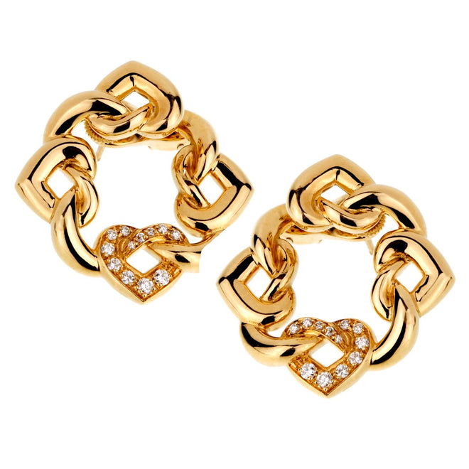 Bulgari Heart Diamond Gold Earrings 0000161