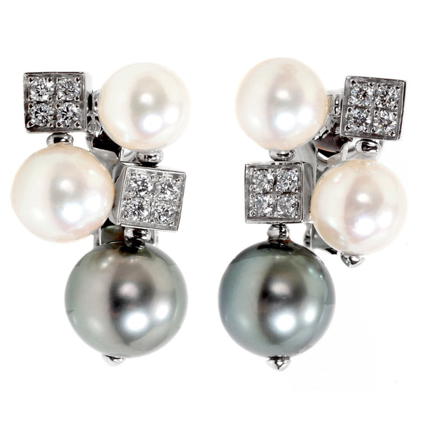 Bulgari Lucea Diamond Pearl White Gold Earrings OR853420