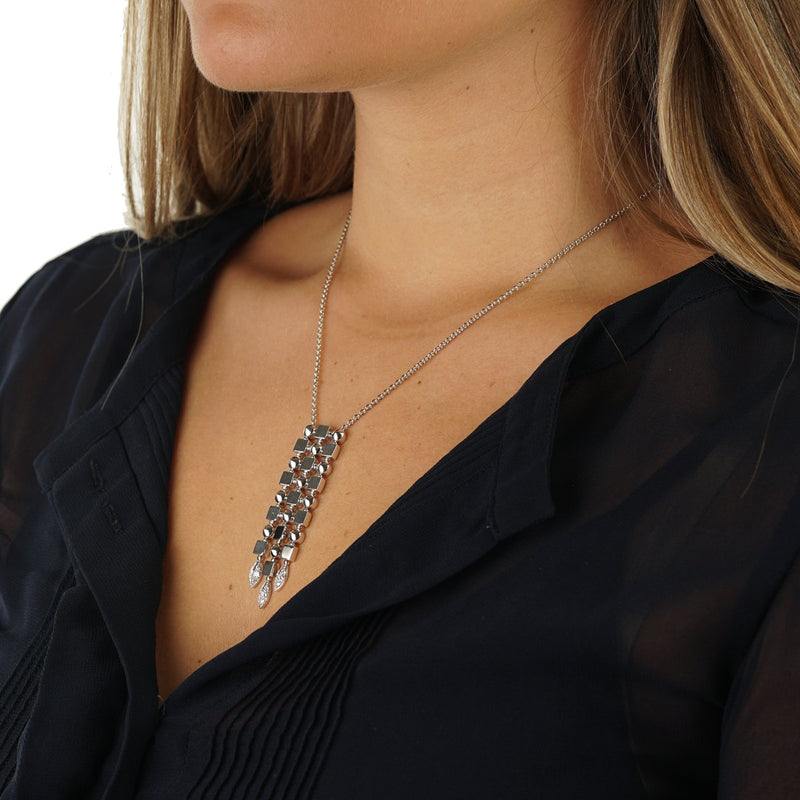 Original Necklace with Diamonds in White Gold | KLENOTA