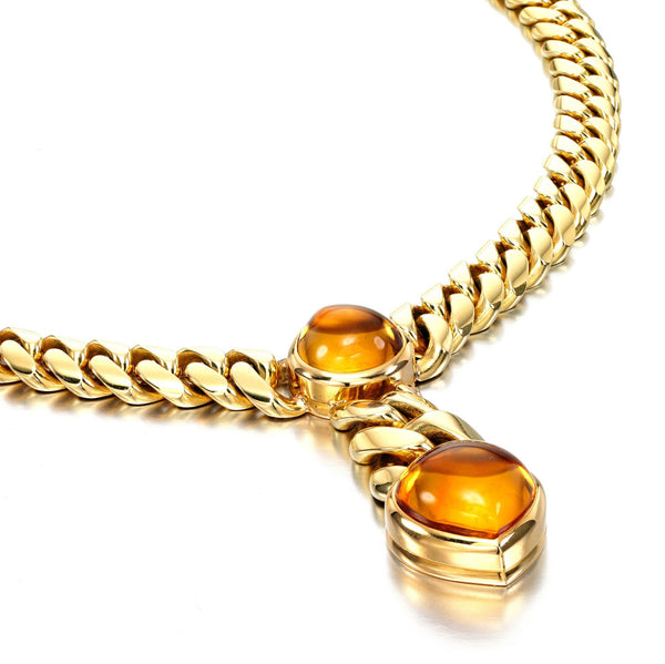 Bulgari Magnificent Vintage Citrine Gold Curb Link Necklace 33000Bvlg