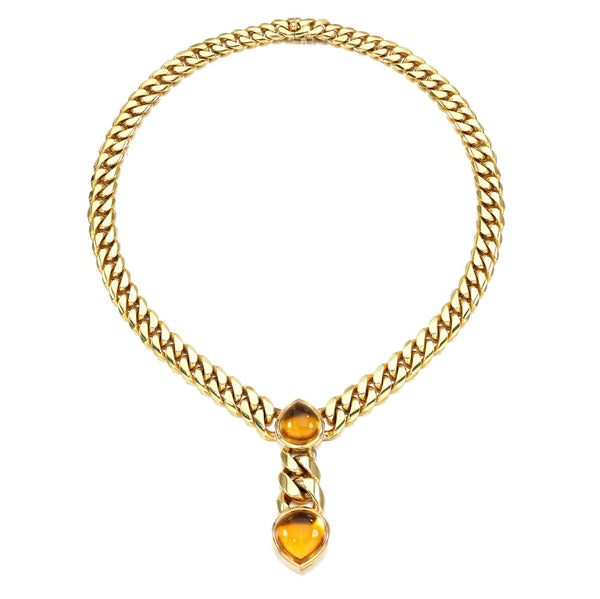 Bulgari Magnificent Vintage Citrine Gold Curb Link Necklace 33000Bvlg