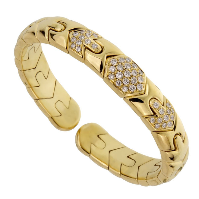 Bulgari Parentesi Diamond Gold Cuff Bracelet 0002047