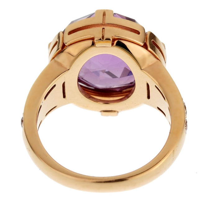 Bulgari Parentesi Rose Gold Amethyst Diamond Ring 0002530