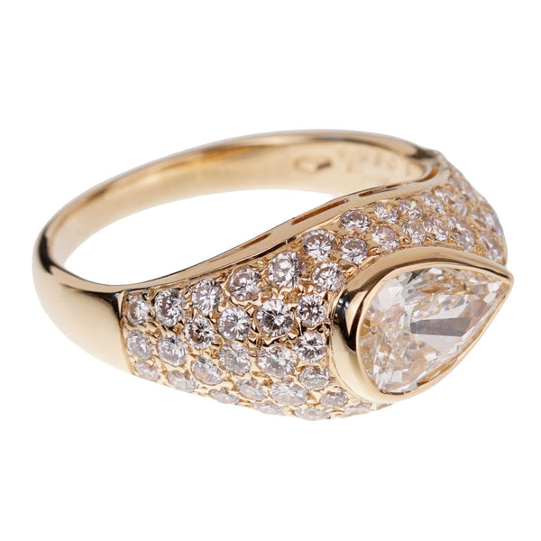 Bulgari Pear Shaped Diamond Yellow Gold Cocktail Ring 0002002