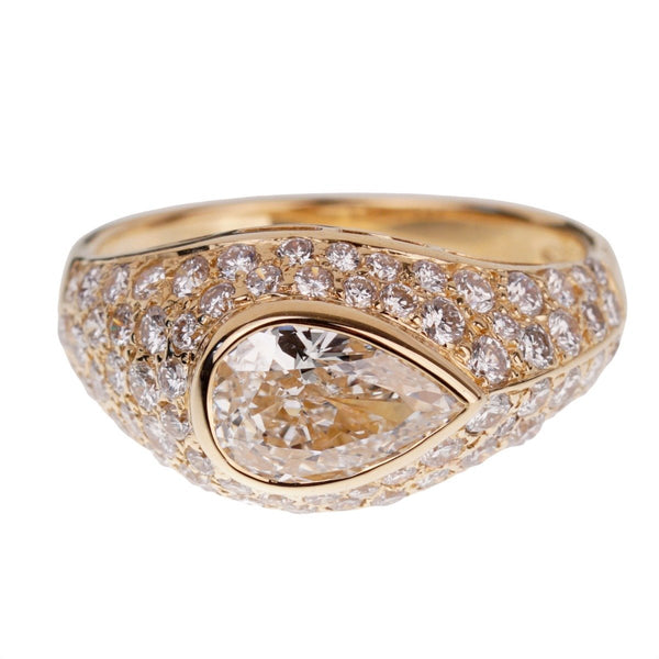 Bulgari Pear Shaped Diamond Yellow Gold Cocktail Ring 0002002