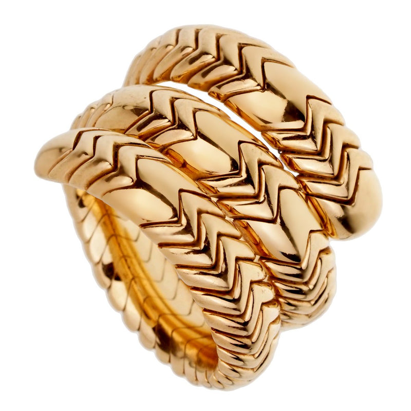 Bulgari Spiga Triple Wrap Yellow Gold Ring 0001855