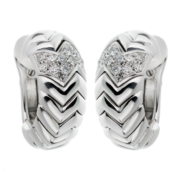 Bulgari Spiga White Gold Diamond Earrings 0002657