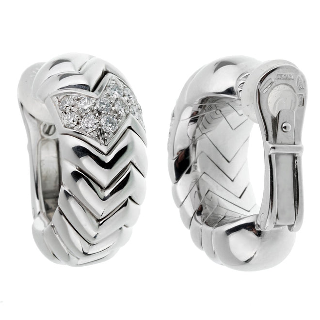 Bulgari Spiga White Gold Diamond Earrings 0002657