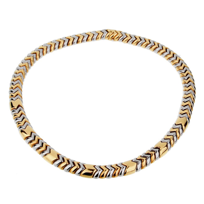 Bulgari Spiga White Yellow Gold Necklace 0002696