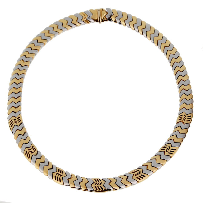 Bulgari Spiga White Yellow Gold Necklace 0002696