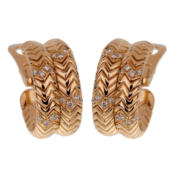 Bulgari Spiga Yellow Gold Diamond Earrings 0001900