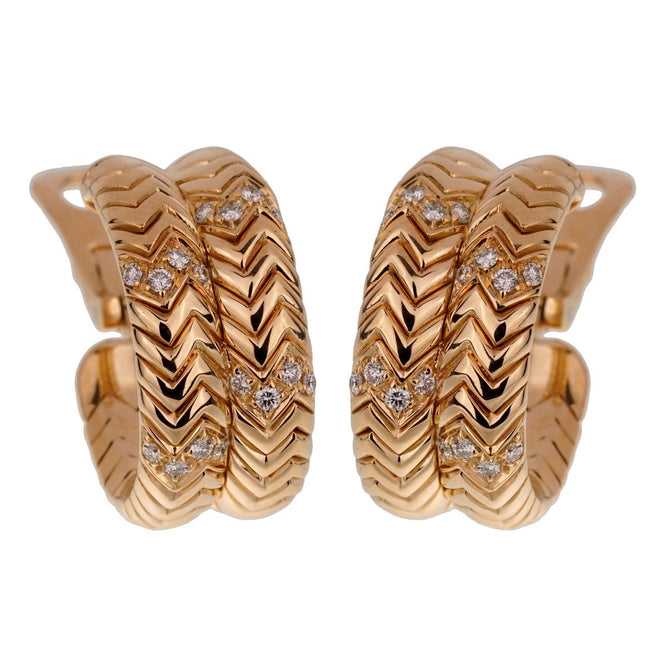 Bulgari Spiga Yellow Gold Diamond Earrings 0001900