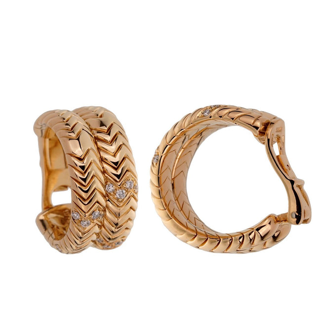 Bulgari Spiga Yellow Gold Diamond Earrings 0001900