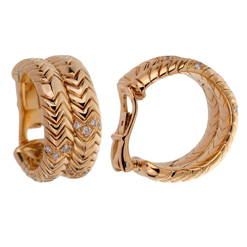 Bulgari Spiga Yellow Gold Diamond Earrings 0001900