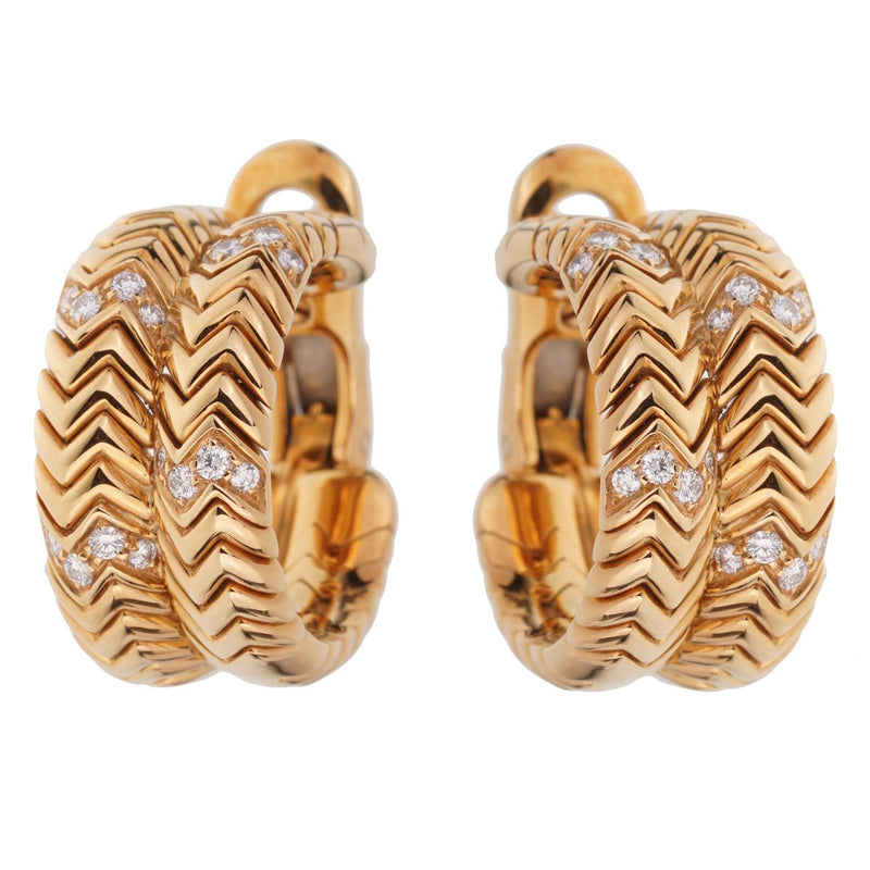 Bulgari Spiga Yellow Gold Diamond Earrings 0002009