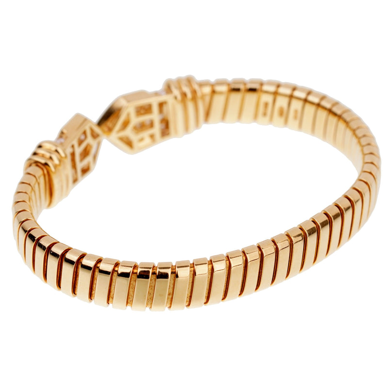 Bulgari Tubogas Diamond Yellow Gold Cuff Bracelet 0001898