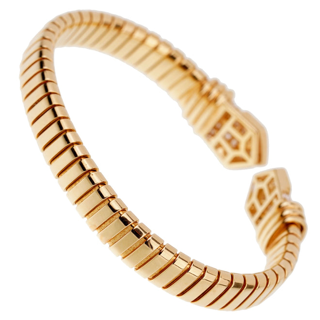 Bulgari Tubogas Diamond Yellow Gold Cuff Bracelet 0001898