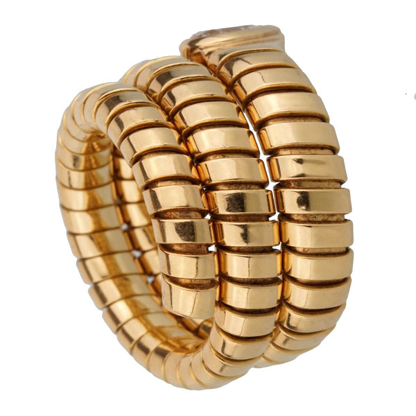 Bulgari Tubogas Pear Diamond Yellow Gold Ring 0002480