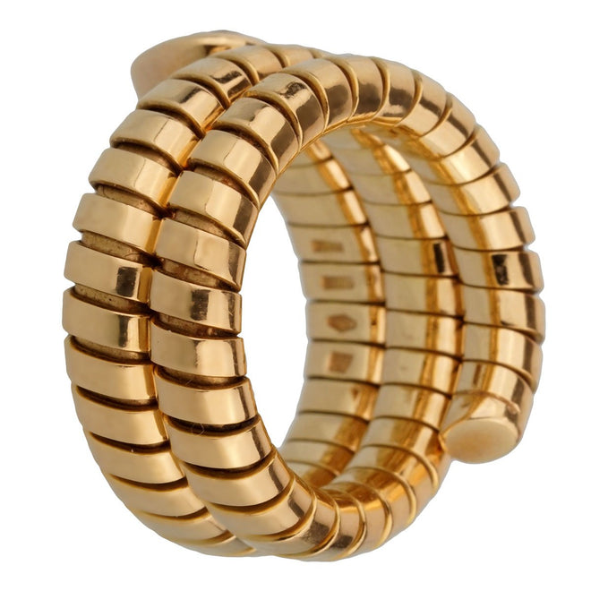 Bulgari Tubogas Pear Diamond Yellow Gold Ring