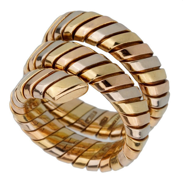 Bulgari Tubogas Tricolor Gold Ring 0002481