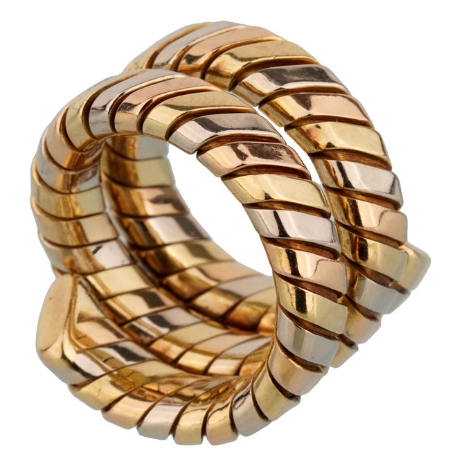 Bulgari Tubogas Tricolor Gold Ring 0002481