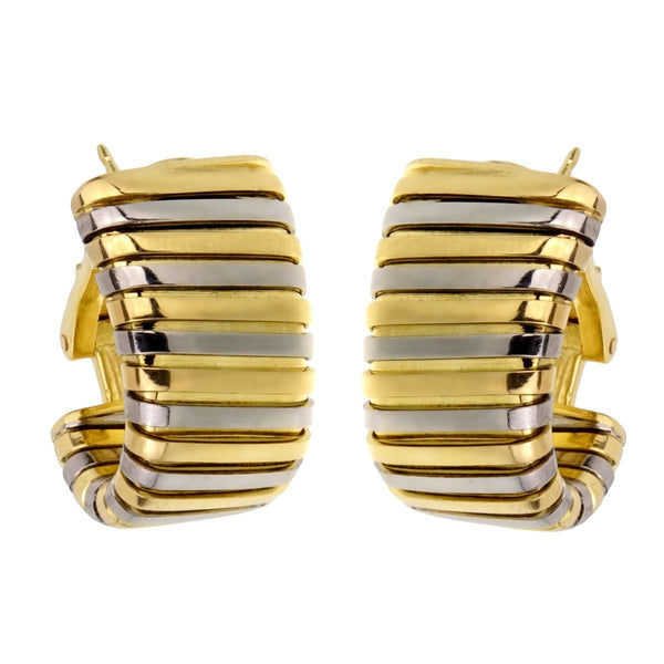 Bulgari Tubogas Yellow White Gold Earrings 0002048