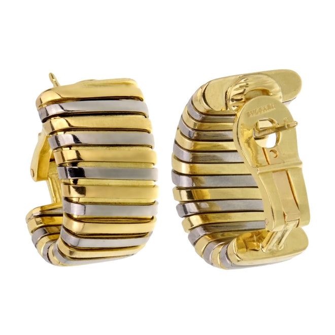 Bulgari Tubogas Yellow White Gold Earrings 0002048