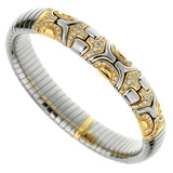 Bvlgari Alveare Diamond Stainless Steel Gold Cuff Bracelet 0002683