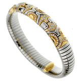 Bvlgari Alveare Diamond Stainless Steel Gold Cuff Bracelet 0002683