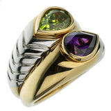 Bvlgari Amethyst Peridot Bypass Cocktail Gold Ring