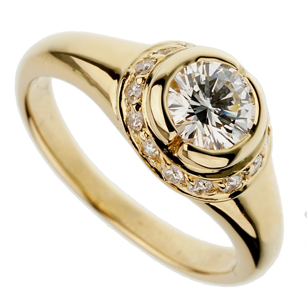 Bvlgari Diamond Solitaire Cocktail Yellow Gold Ring 1bl43s525