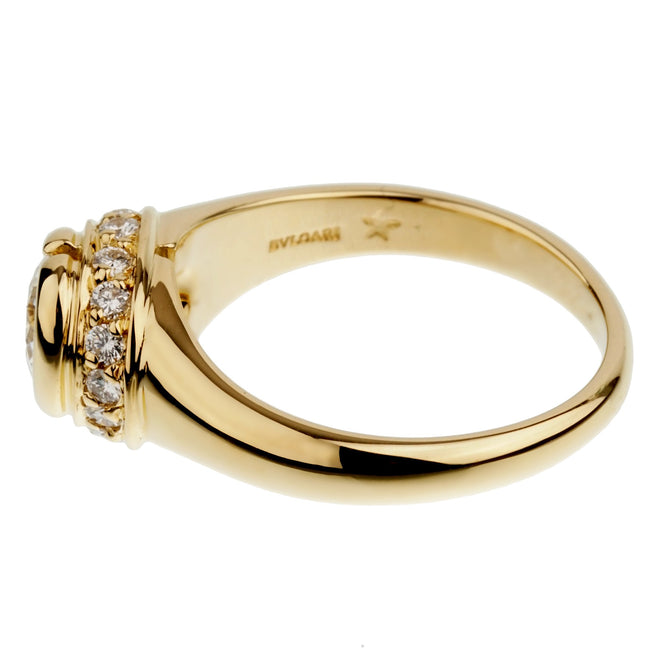 Bvlgari Diamond Solitaire Cocktail Yellow Gold Ring 1bl43s525