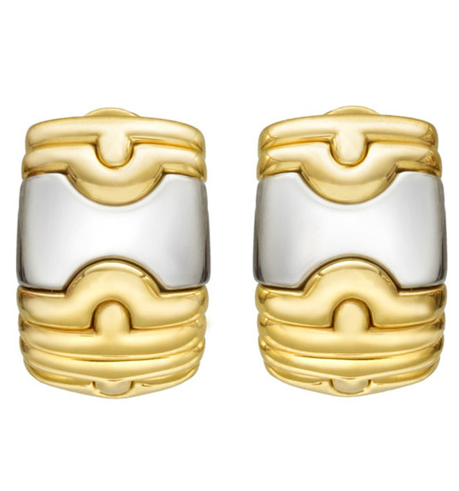 Bvlgari Parentesi Yellow Gold Stainless Steel Hoop Earrings 1ks12eyb