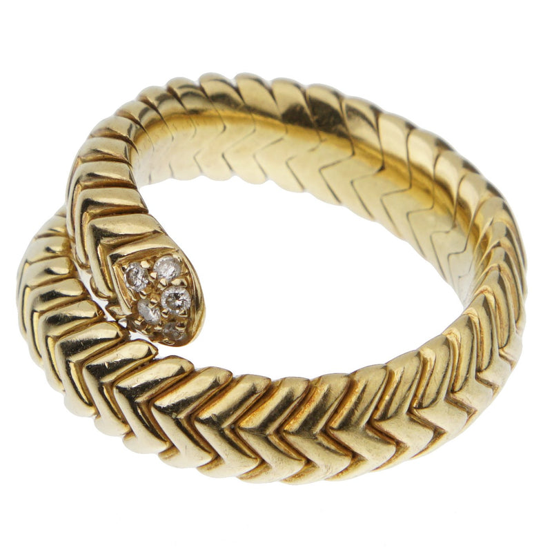 Bvlgari Spiga Vintage Diamond Wrap Cocktail Yellow Gold Ring Sz 6 0003044