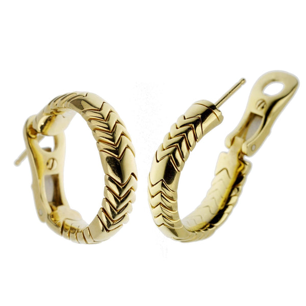 Bvlgari Spiga Yellow Gold Hoop Earrings 0003087