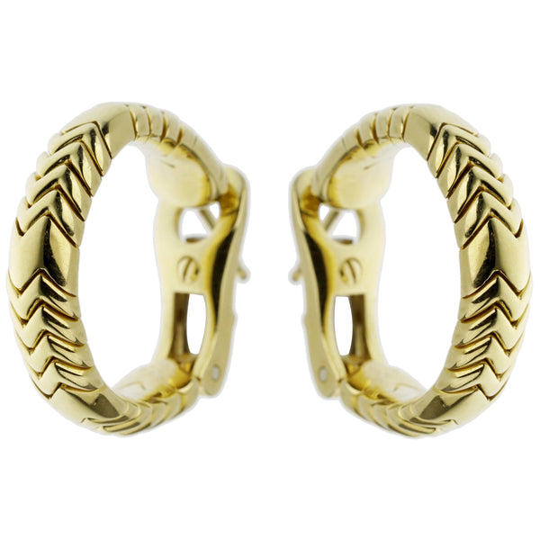 Bvlgari Spiga Yellow Gold Hoop Earrings 0003087