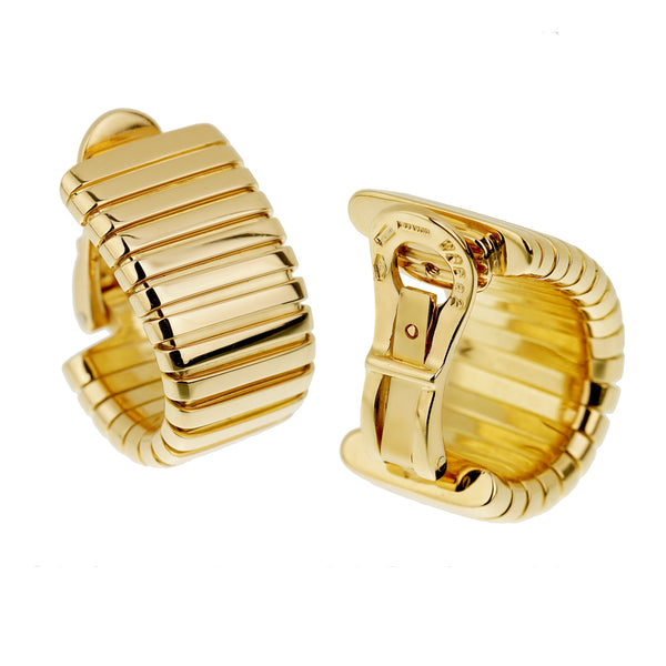 Bvlgari Tubogas Vintage Yellow Gold Clip On Earrings