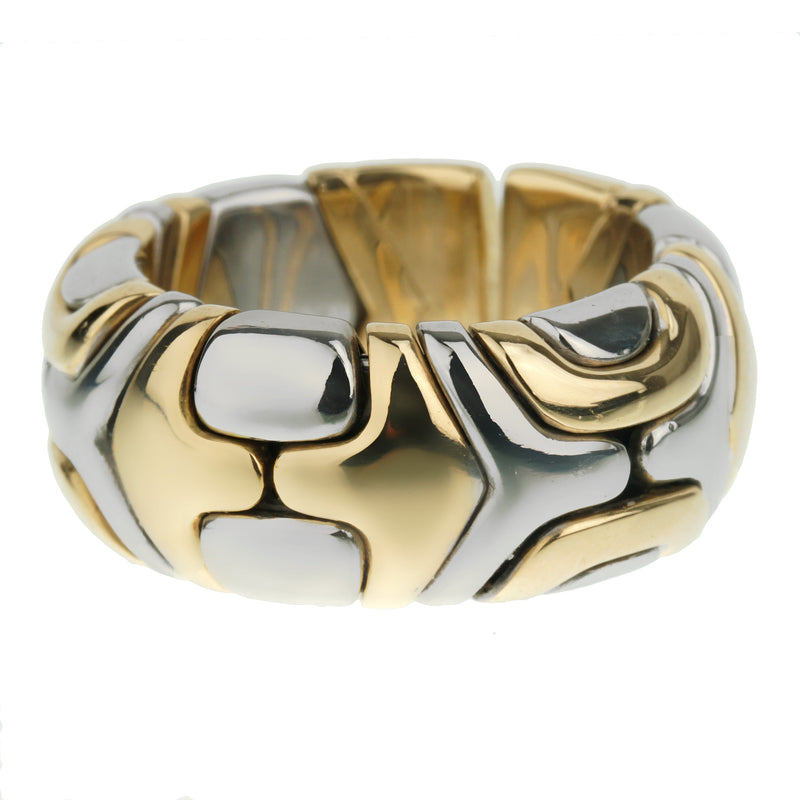 Bvlgari Vintage Alveare Yellow Gold & Stainless Band Ring 1bfh167890