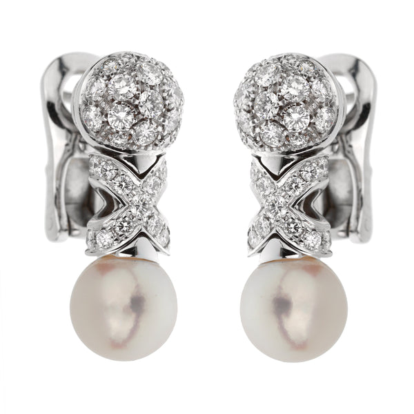 Bvlgari Vintage Pearl Diamond White Gold Earrings 0003271