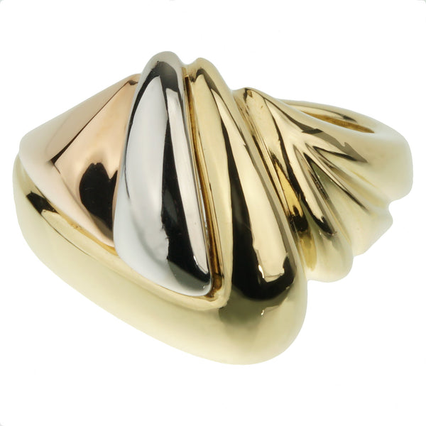 Bvlgari Vintage Tricolor Gold Cocktail Ring Size 5 0003363