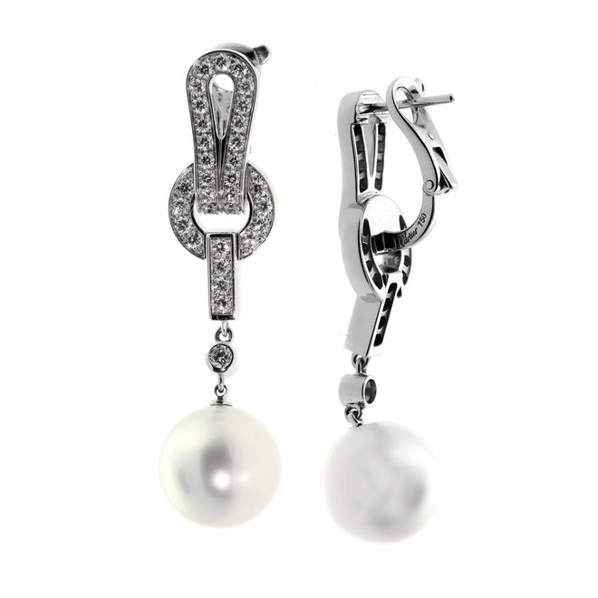Cartier Agrafe Pearl Diamond White Gold Earrings agrafe-p-d