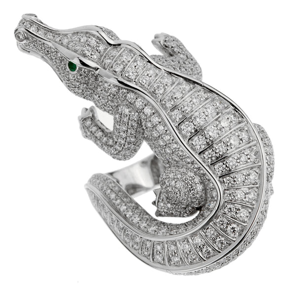 Cartier Alligator Diamond Platinum Cocktail Ring 0002526