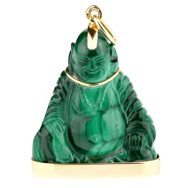 Cartier Buddha Malachite Gold Pendant Necklace 0000910