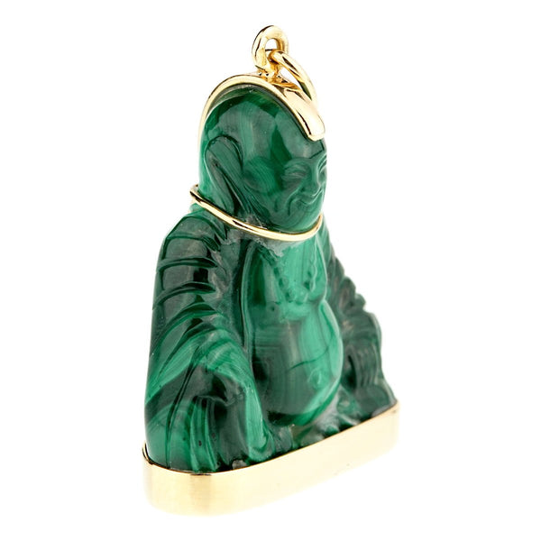 Cartier Buddha Malachite Gold Pendant Necklace 0000910