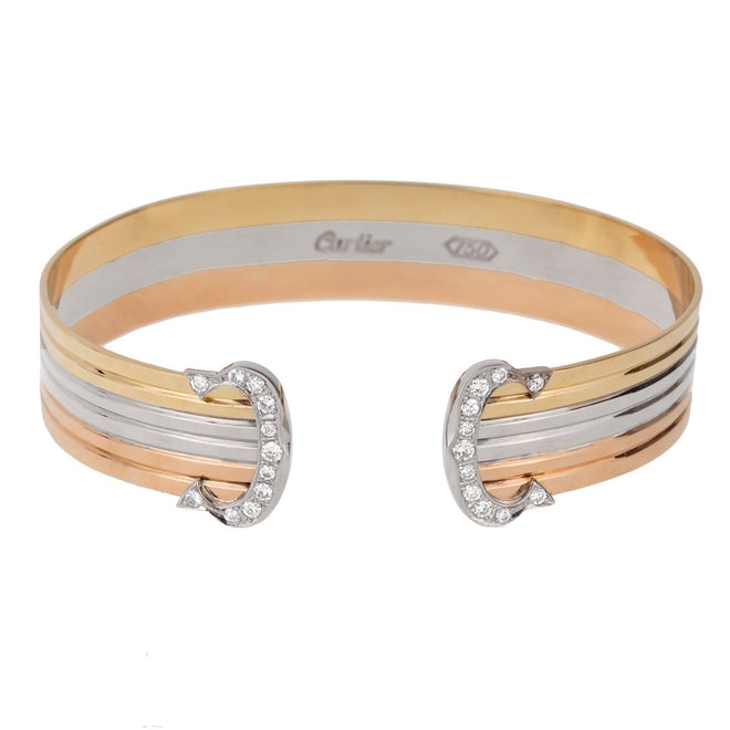 Cartier C de Cartier Diamond Cuff Gold Bracelet 0001061