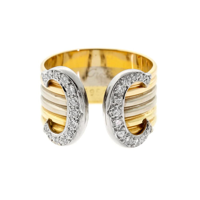 Cartier C De Cartier Diamond Multitone Gold Band Ring 0000523